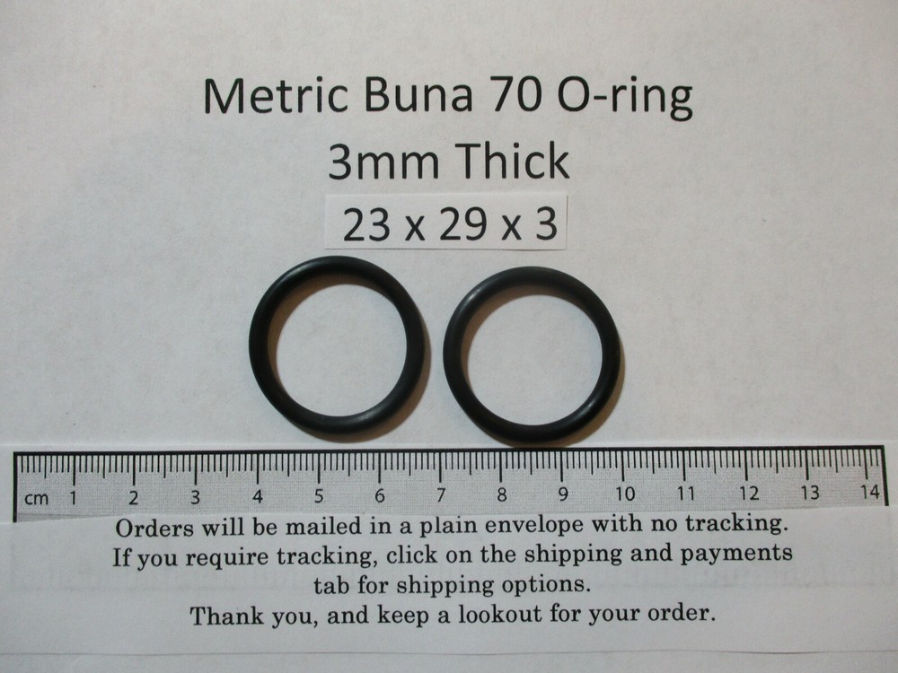 23mm ID x 29mm OD x 3mm thick O-ring. Buna-70. Quan 2.
