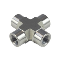 HFS(R) 1/4″ NPT Female Thread Pipe Fitting 4 Way Cross Stainless Steel 304