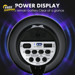 20W Rechargeable Megaphone Bullhorn BT USB Siren Record Speaker Black 240Sec