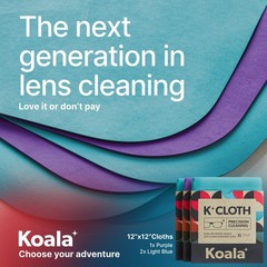 Koala Lens Cleaning Cloth | Japanese Microfiber | 3 Pack (XL), Purple / Blue