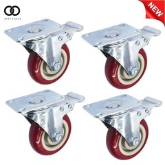 4Pcs 4 Inches Caster Wheels Locking Casters with Brake Swivel Plate Castors