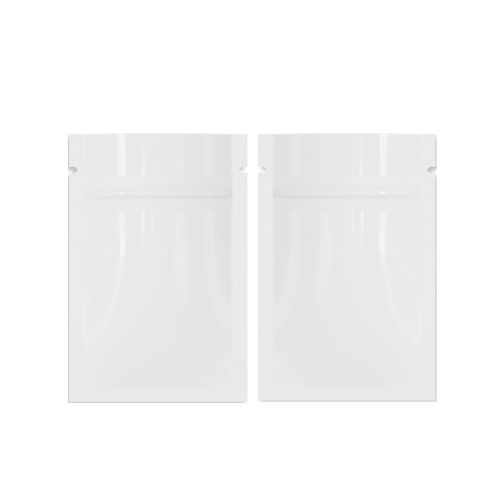 100/200/500 Glossy White Mylar Foil Smell Proof Resealable Zip Seal Lock Bags
