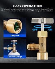 R134a Can Tap, Puncture Style R134a Refrigerant Dispenser with Tank Adapter f…