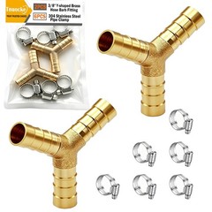 Tnuocke 2pcs Metaland Brass 3/8″ (10mm) Hose Barb 3 Way Union Fitting Y Shape…