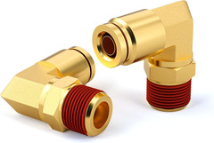 2PCS Brass DOT Push to Connect Fittings, 1/2″ OD X 1/4″ NPT 90 Degree Elbow Unio