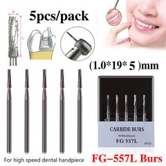 5PCS Carbide Surgical Burs FG 557L SURG 25mm Bur for High Speed Dental Handpiece