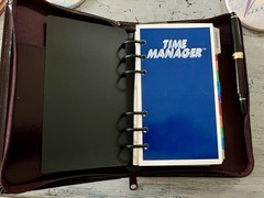 1990s Vintage “Time Planner” w/ Faux Burgundy Leather Ring Binder + New Pages