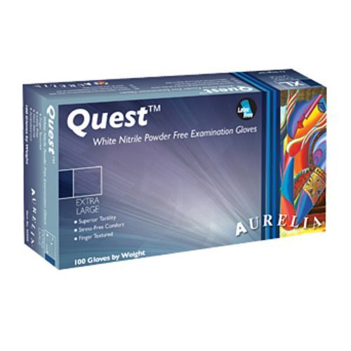 Aurelia Quest Nitrile Exam gloves: X-LARGE 100/Bx. Powder-Free, Textured Finger