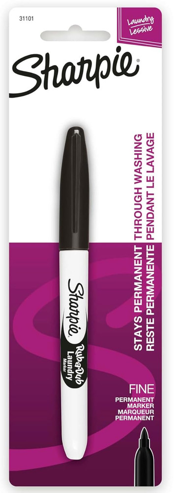 Sharpie Rub-A-Dub Permanent Laundry Marker Fine Black – Pack of 1