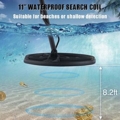 Detector de Metales Impermeable,Alta Precisión y Pinpoint 11″ bobinas