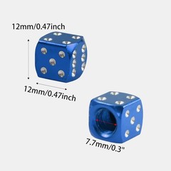 4PCS Dice Style Tire Valve Stem Caps, Universal Aluminum Alloy Dus Color: Blue