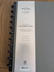 TUL Discbound Leather Notebook Cover w/ Lined Notes Pages, 60 Sheets Gray New