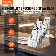 Magazine Display Stand, Acrylic Brochure Display 8.5 X 11 In. 4-Tier Magazine Ra