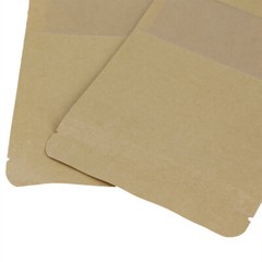 New Brown Kraft Stand Up Zip Seal Resealable Bags w. Clear Window Variety Sizes