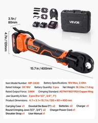VEVOR 18V Cordless Mini Press Tool Kit for 1/2″ 3/4″ 1″ PEX Pipe Copper Rings