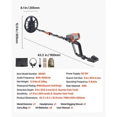 Uimoso Metal Detector for Adults with 8″ Waterproof Coil for Gold Detection