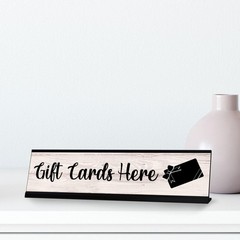 Signs ByLITA Gift Cards Here Graphic Black Frame, Desk Sign (2×8″)