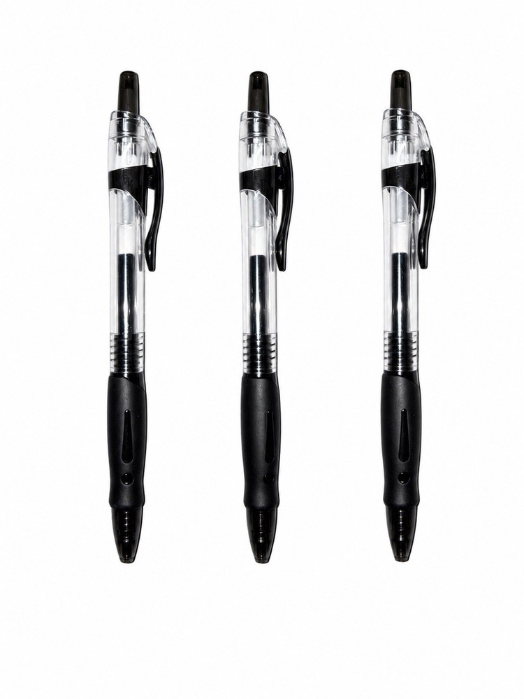 3 Pack Black Gel Pens 0.7mm Medium Point Smooth Writing Comfort Grip Black Ink