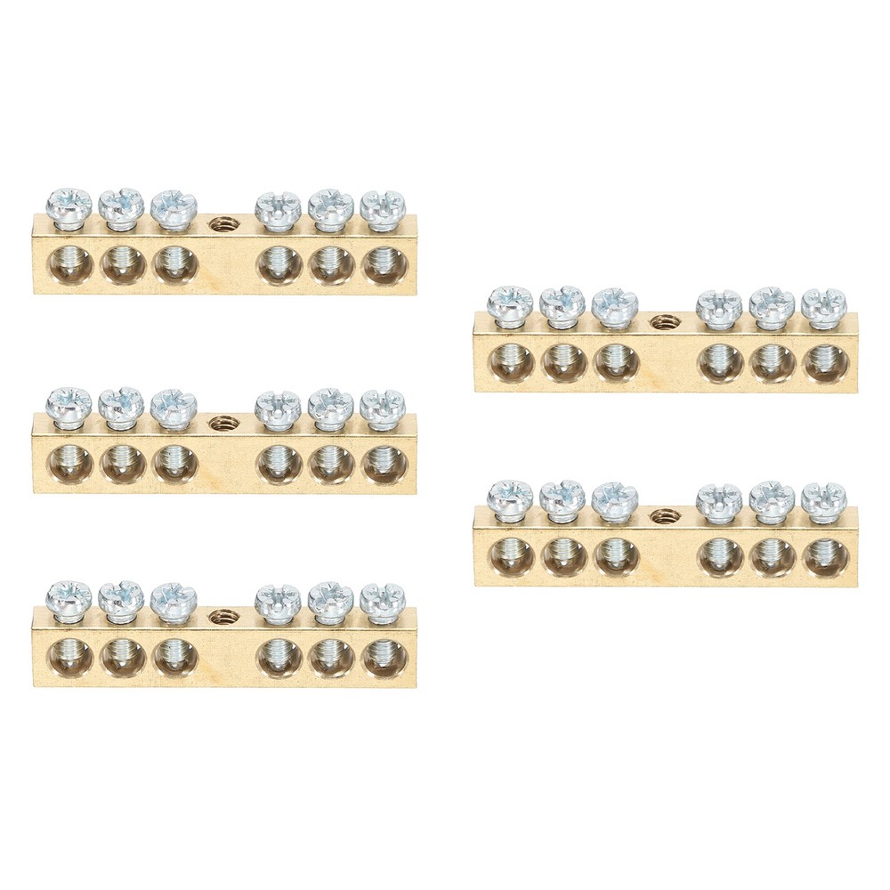 5pcs Earth Terminal 6pos M4 47.9x6x9mm Brass