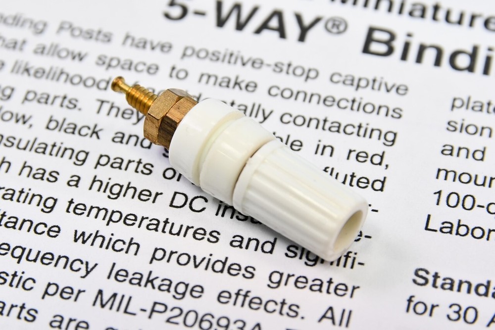 Superior Electric BP21WT White 15A 1000V 5 Way Binding Post Gold Plated Brass