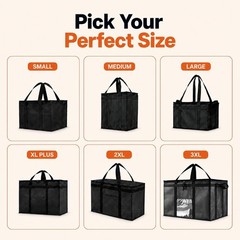 Durable Insulated Bag for Food Delivery, Reusable Cooler with Slip Pocket
