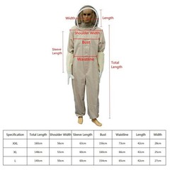 XXL Full Body Ventilated Beekeeping Suit Veil Hood Gloves Protective Bee Jacket
