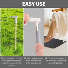 Grounding Rod with 40ft Wire, Portable for Grey and white