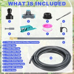 1-Set Drip Irrigation System, 20Ft 5/16″ Hose Garden Watering Misting System …