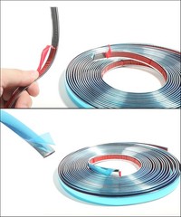 1/2-inch wide silver chrome trim strip, 25 feet long, scratch-resistant.