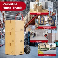 660 lbs Capacity Dolly Cart Heavy Duty Hand Truck Trolley with Nose Plate Red