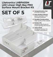 Litetronics LHBPA5SM LED Linear High Bay PRO Surface Mount Bracket Kit Set of 5