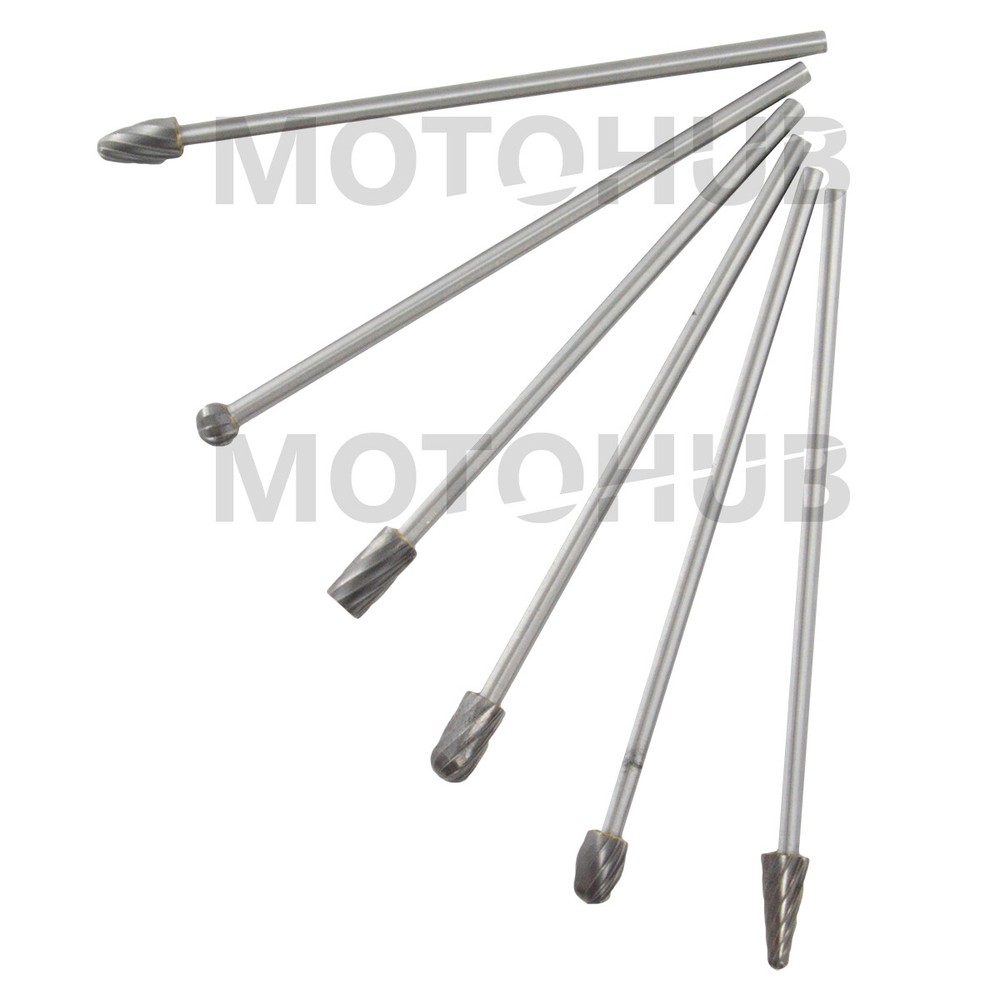 6pc 1/4″ Tungsten Rotary Carbide Burr Bits Aluminum Bur 6″ Long Shank Single Cut