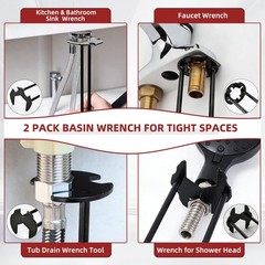 7PCS Plumbing Tool Set – Sink Wrench, 8-in-1 Faucet Wrench, Universal Plumber Wr