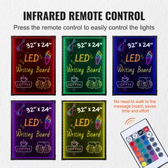 VEVOR LED Message Writing Board 32″x24″ Illuminated Erasable Lighted Chalkboard