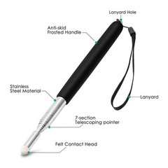 Alcoon 3 Pack Telescopic Teachers Pointer Retractable Black, Red, Blue