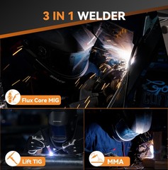 ARCCAPTAIN 130A 3IN1 Gasless MIG Lift TIG Stick Welder DIY Home Welding Machine