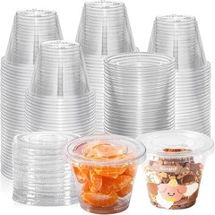 50 Sets 9 Oz Clear Disposable Plastic Portion Cups With Lids, Disposable Cups…