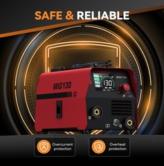 ARCCAPTAIN MIG130 3-in-1 Digital MIG Welder 130A Flux Core Lift TIG MMA Portable