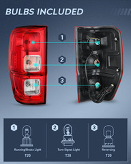 Tail Light Assembly Compatible with 2019 2020 2021 2022 2023 Ford Ranger XL W/O