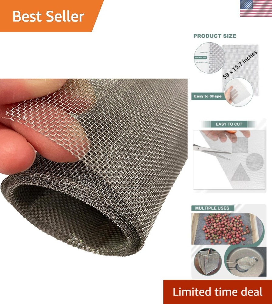 304 Stainless Steel Wire Mesh Screen,15.7 X 59 Inches, 1mm Hole 20 Mesh, No R…