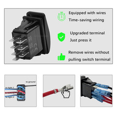 Amber Led Turn Signal Rocker Switch 7 PIN On-Off-On DPDT Toggle Switch with Jump