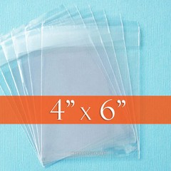 100 Clear Cello Bags, 4×6 inch Resealable OPP Poly,Self-Adhesive on Lip, 4″ x 6″