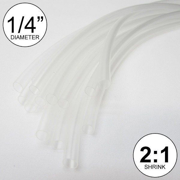 1/4″ ID Clear Heat Shrink Tube 2:1 ratio wrap (25 ft) 0.25 inch/feet/foot/to 6mm