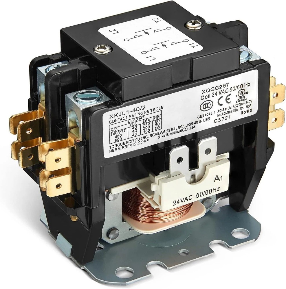 2 Pole AC Contactor, Haoguo Heavy Duty 40Amp 24V Coil Air Conditioner Contactor