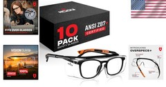 Over-Glasses Safety Goggles – Anti-Fog Lenses – 10 Pack