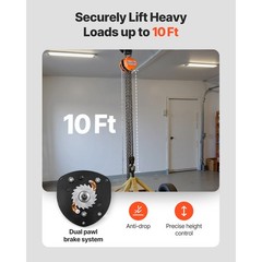 Uimoso Manual Chain Hoist 2 Tons/4400 lbs 10 ft Lift w/Durable G80 Chain
