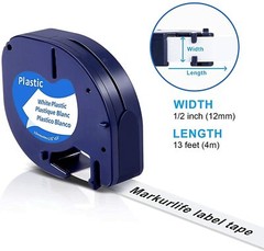 5PK Compatible Dymo LetraTag Refill 91331 12mm White Plastic Label Tape LT-100H