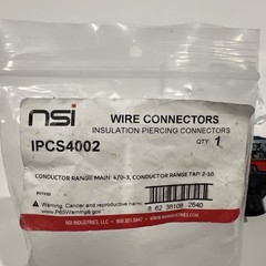 Insulation Piercing Connector NSI IPCS4002 , 4/0-3 AWG , #2- #10 NEW Open Box
