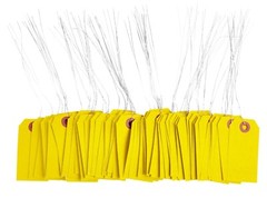 100 Yellow Tags with Wire 3 1/4″ x 1 5/8″ Size 2 Inventory Shipping Hang Tag