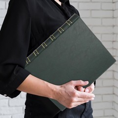 Vintage Leather 3 Ring Binder 1 Inch – Fits 8.5″ x 11″ – Dark Green D Ring Organ